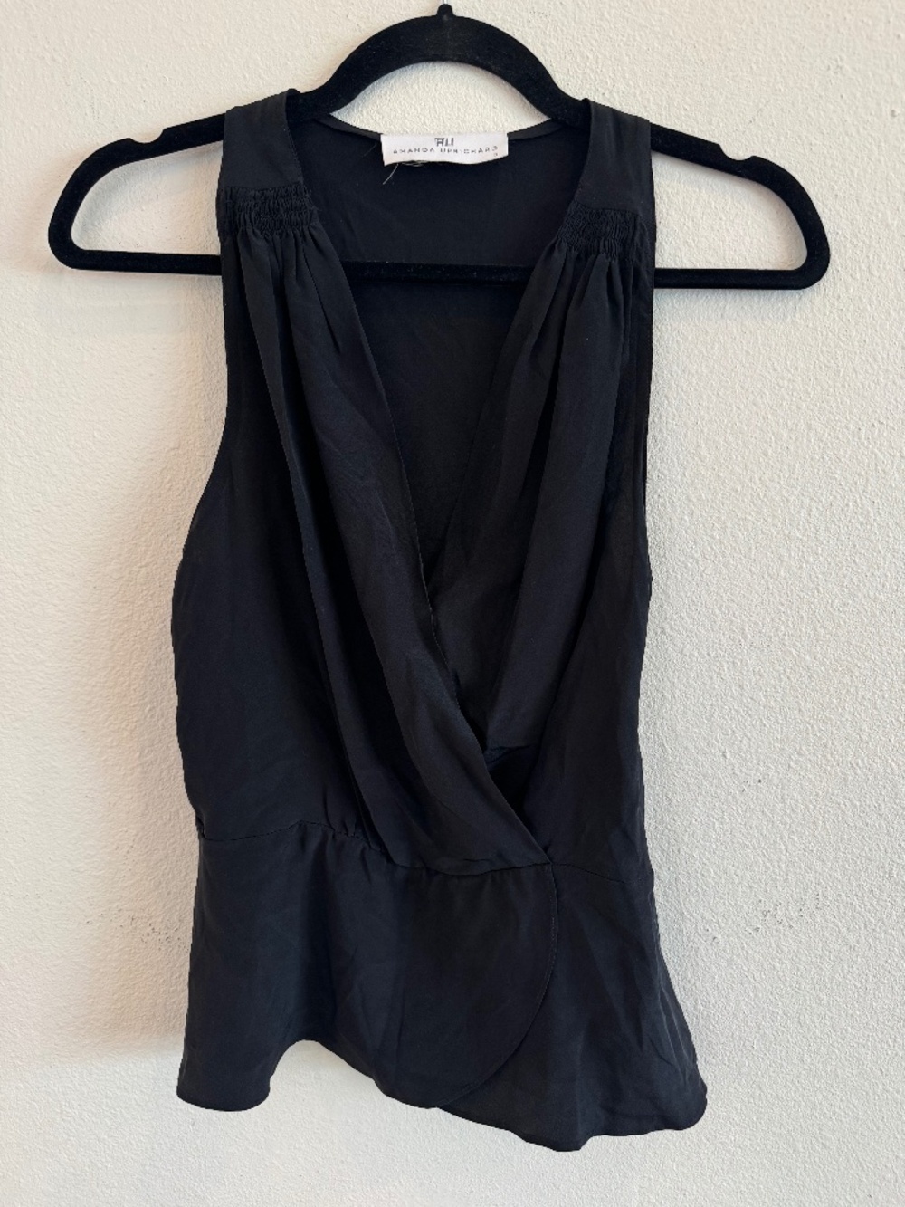 Amanda Uprichard Black Wrap Sleeveless Top Small